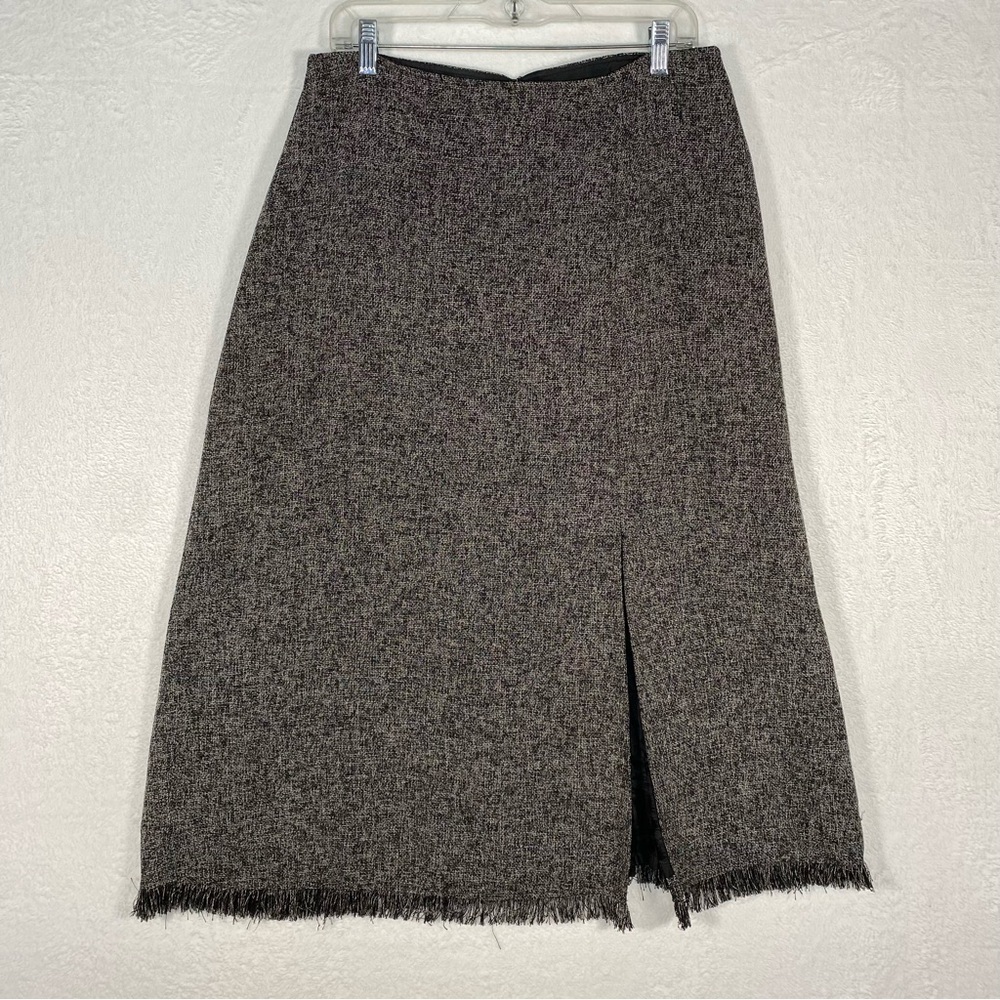 North Midi Skirt Size 12 High Rise Gray‎ Fringe Hem